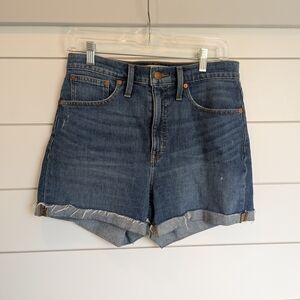 Madewell High Rise Denim Shorts Medium Wash Size 27 4 Inch Inseam Raw Hem
